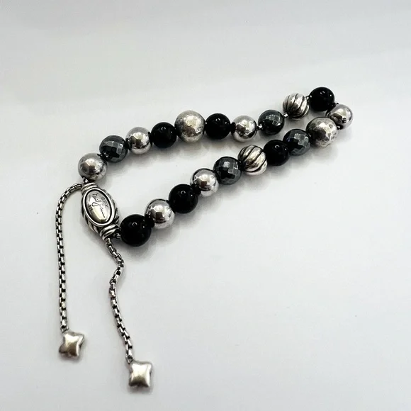Authentic David Yurman Onyx and Sterling Silver Beaded Elements Bracelet - Picture 2 of 6